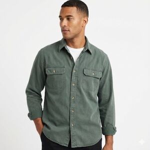 Scheels Sports Outfitters vintage cotton button up work shirt large olive green